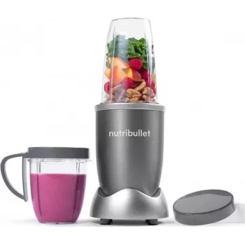 Blender kielichowy NUTRIBULLET NB606B 600W, dzbanek Tritan 0,7 L, 6 ostrzy, 1 prędkość, kubek 500 ml, szary