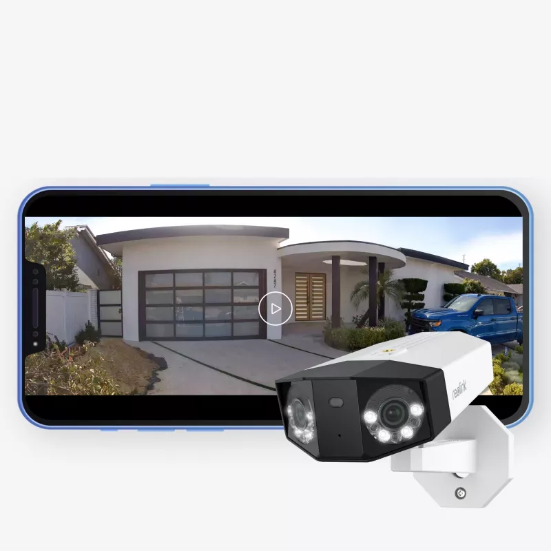 Kamera IP Reolink DUO Series P750 zewnętrzna, typu bullet, 16 MP, 7680×2160, CMOS 1/2,7 cala, 2,8 mm, 180°×55°, PoE, IP67, wbudowany reflektor, mikrofon, głośnik