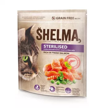 SHELMA Sterilised Rich in salmon - sucha karma dla kotów - 750g