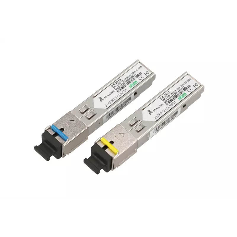 Moduł Extralink SFP WDM SFP 1.25G 1,25Gbps, 1310/1550nm, jednomodowy, 20km, SC, DOM, para