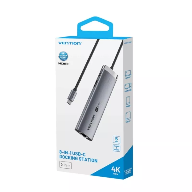 Stacja dokująca Vention USB-C 8-w-1 4K 60Hz 100W