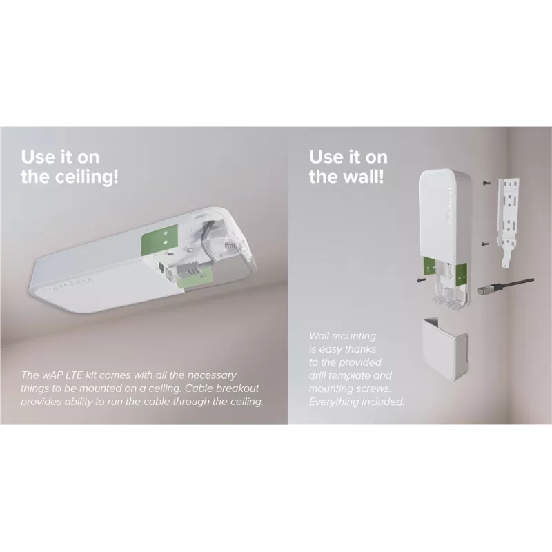 Bezprzewodowy punkt dostępowy MikroTik wAP LTE kit 2024 — 2,4 GHz, 300 Mbps, IP54, PoE, gniazdo SIM