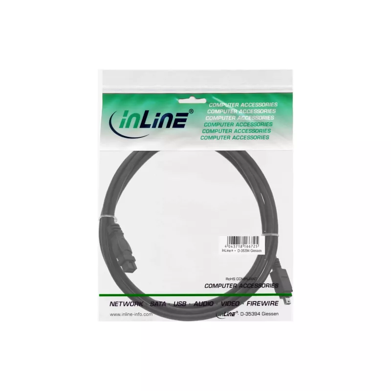 Kabel FireWire 400 na 800 InLine 34901 1 m Męski/Męski Czarny