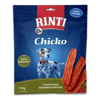 Przysmaki dla psa RINTI Chicko Rabbit 170 g — hipoalergiczne przysmaki treningowe o smaku królika, białko 53%, tłuszcz 8%