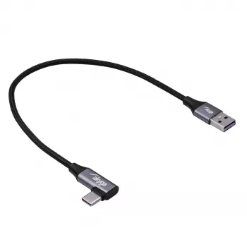 Akyga AK-USB-58 kątowy kabel USB-C na USB-A, 30 cm, 60 W, w oplocie, czarny