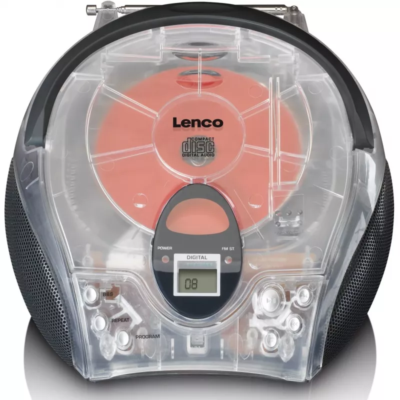 Przenośne radio z odtwarzaczem CD Lenco SCD-24TR — FM, moc wyjściowa 4 W, LCD, antena teleskopowa, AC/DC, baterie 6×C