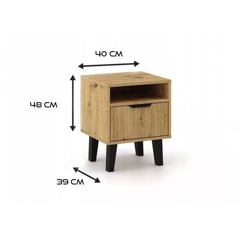 SCANDI 1S cienki dąb ARTISAN Stolik nocny