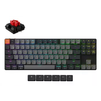 Klawiatura mechaniczna Keychron K1X-B1, 80% (87 klawiszy), USB + Bluetooth, QWERTY angielski, szary, podświetlenie RGB
