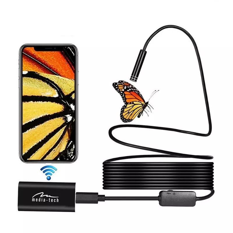 Endoskop WiFi MEDIA-TECH MT4099, sonda 8 mm, kabel 5 m, IP67, 1280×720@30fps, kąt widzenia 70°, bateria 800 mAh