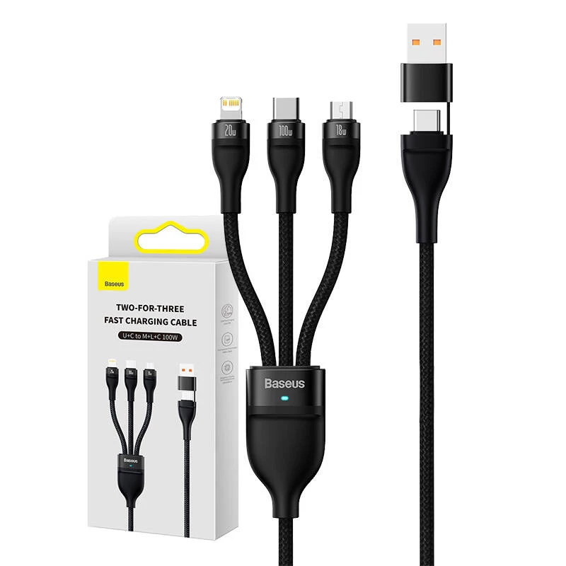 Kabel USB Baseus CASS030101 1.2m USB A/USB C USB C/Micro-USB B/Lightning Czarny
