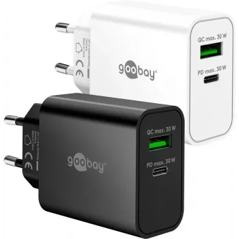 Goobay USB-C PD GaN ładowarka dwuszybka (30 W) biała (75336)