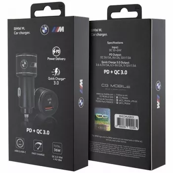 Ładowarka samochodowa 20W PD-QC 3.0 Szybkie ładowanie czarna