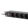 Jednostka dystrybucji zasilania LANBERG PDU-09E-0300-BK — 9x gniazd typu E, 16 A, 220–250 V, kabel 3 m, 1U, stojak 19 cali