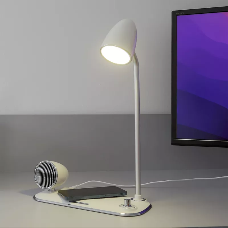 Bezprzewodowa ładowarka biurkowa Tellur TLL151371 z głośnikiem Bluetooth i lampką biurkową