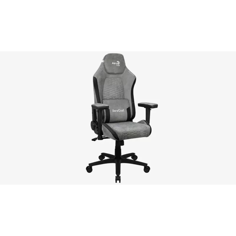 Uniwersalny fotel gamingowy Aerocool Crown AeroSuede z wyściełanym siedziskiem, kamiennoszary