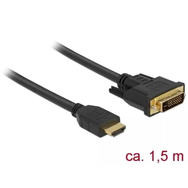 Kabel wideo DeLOCK 85653 1,5 m HDMI typ A DVI czarny