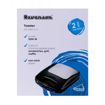 Ravanson OP-7050 opiekacz 3 w 1, 1200 W, czarno-srebrny