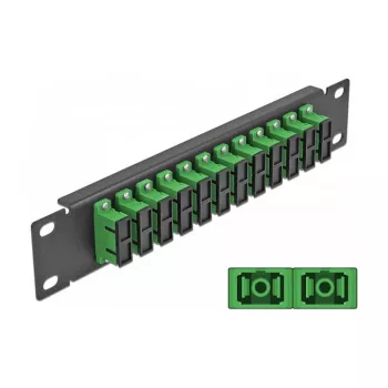 Fiber Optic Patch Panel DeLOCK 10 inch 12 Port SC Duplex zielony 1U Czarny
