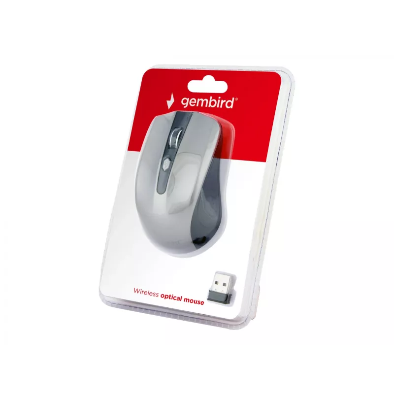 Mysz bezprzewodowa GEMBIRD MUSW-4B-04-BG — praworęczna, optyczna 1600 DPI, 4 przyciski, RF Wireless, czarno-szara