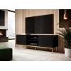 Szafka TV Cama PAFOS na złotej stalowej ramie 150x40x60 cm matowa czerń, blat z płyty wiórowej
