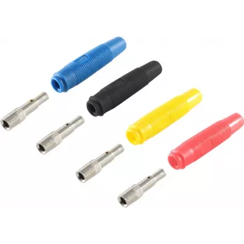 Zestaw wtyków bananowych ShiverPeaks BS56215-SET — zestaw złączy wtykowych bananowych, wiele kolorów (niebieski, żółty, czarny, czerwony)