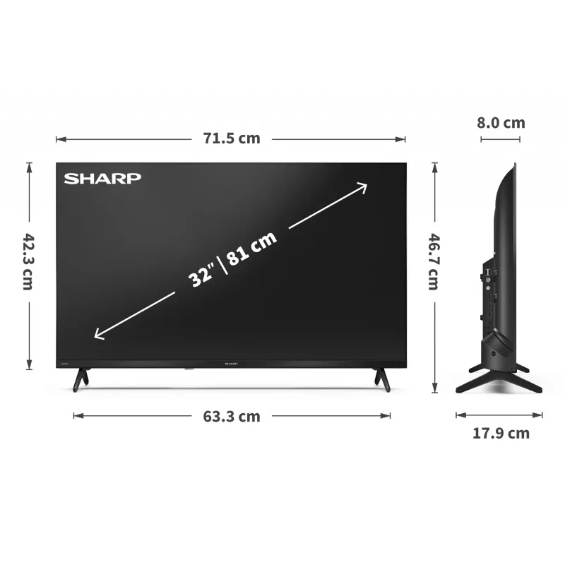 Sharp 32HF2265E TV 81,3 cm (32 cale) HD Smart TV Wi-Fi Czarny