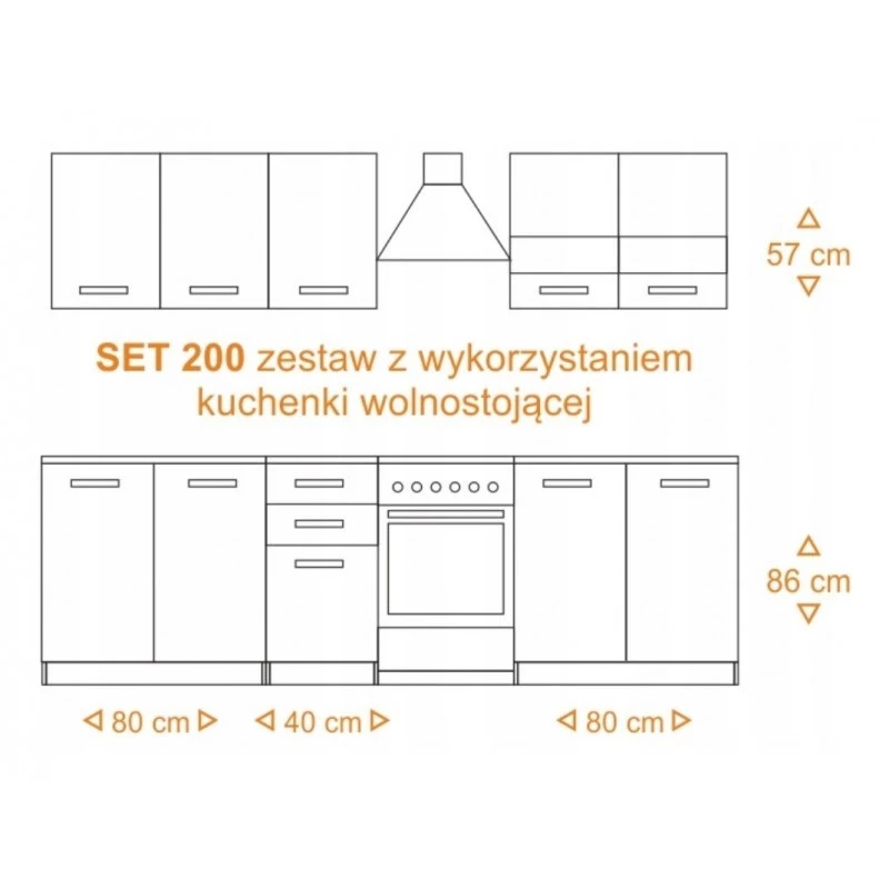 Topeshop KUCHNIA SET 200 BIEL kitchen/dining room furniture set