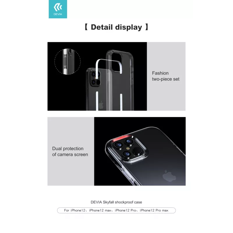 Ochronne, wstrząsoodporne etui Devia Skyfall do iPhone 12 Pro Max, białe