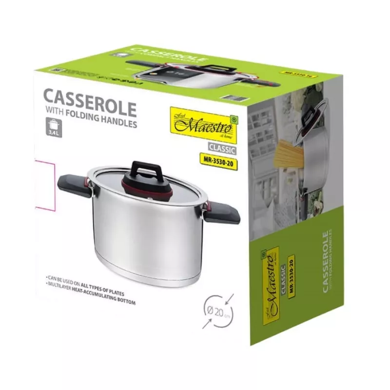 Garnek Maestro MR-3530-20 ze składanymi uchwytami 3,2 l
