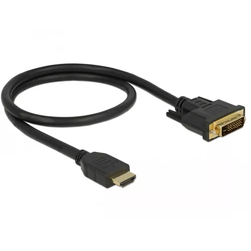 Przejściówka wideo DeLOCK 85651 0,5 m HDMI Typ A DVI Czarny
