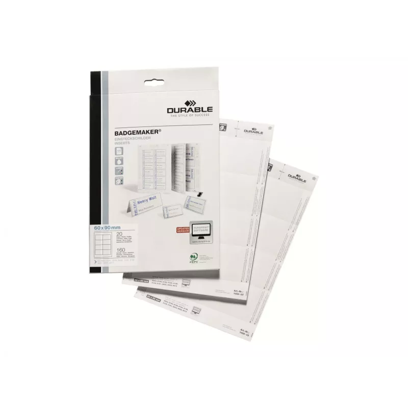 Wkład do plakietki Durable 1456-02 60x90 mm Biały