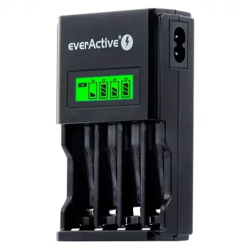 Ładowarka do akumulatorów everActive NC450B — ładowarka na 4 ogniwa AAA, 110/230 V AC, czarna