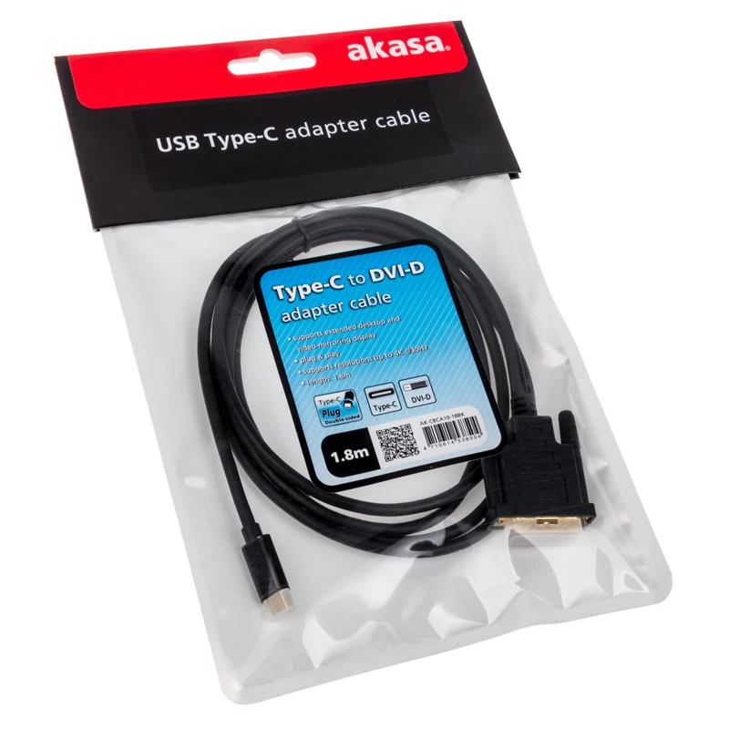 Kabel DVI Akasa AK-CBCA10-18BK 1.8 m DVI-D czarny
