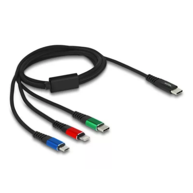 Kabel ładujący DeLOCK 3 w 1 USB Type-C na Lightning Micro USB 1 m