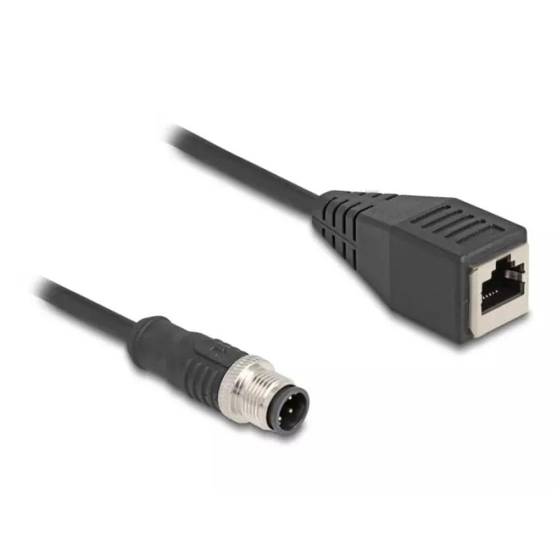Kabel przejściowy DeLOCK M12 D-kodowany 4-pinowy męski na RJ45 żeński 50 cm
