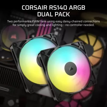 Wentylator Corsair RS140 ARGB 14 cm Czarny 330-1700 obr./min