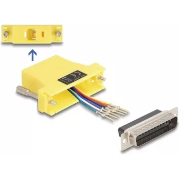 Zestaw montażowy DeLOCK D-Sub 25 pin męski na RJ12 żeński żółty