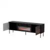 Szafka TV cama meble CORTINA 180x40x60 cm czarna/orzech z czarnym kominkiem elektrycznym
