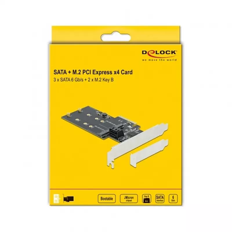 Karta rozszerzeń SATA i M.2 PCI Express DeLOCK 3 porty SATA i 2 sloty M.2 Key B