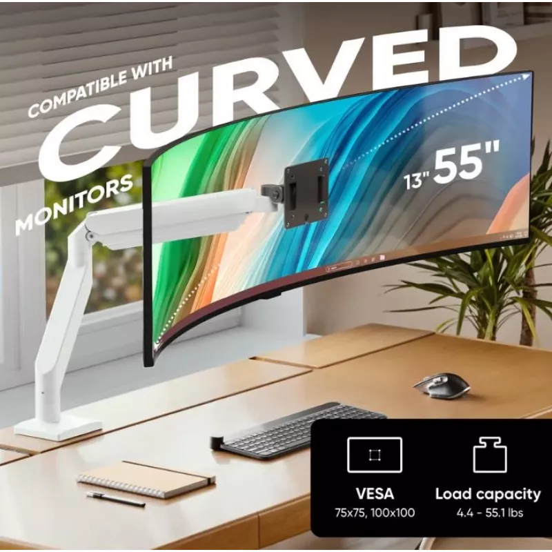 Uchwyt do monitora ONKRON G110-BG na 1 wyświetlacz 15 kg, do 106,7 cm (42 cale), VESA 75x75–100x100, zacisk/przelotka, czarno-szary