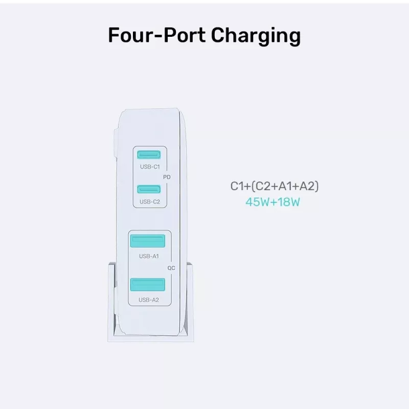 Ładowarka biurkowa Unitek P1228AWH01-EU 70W 2×USB-A 2×USB-C