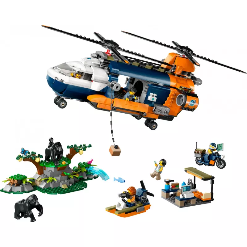 LEGO City 60437 Śmigłowiec eksploratora dżungli w bazie