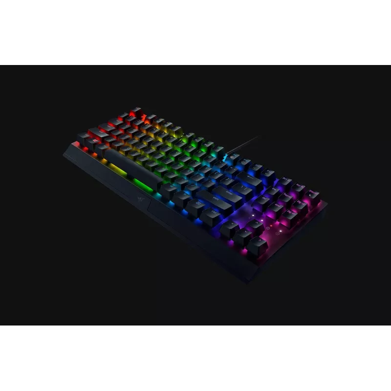 Mechaniczna klawiatura gamingowa Razer CzarnyWidow V3 Tenkeyless — USB, QWERTY US, przełączniki Razer żółty, podświetlenie RGB, czarna