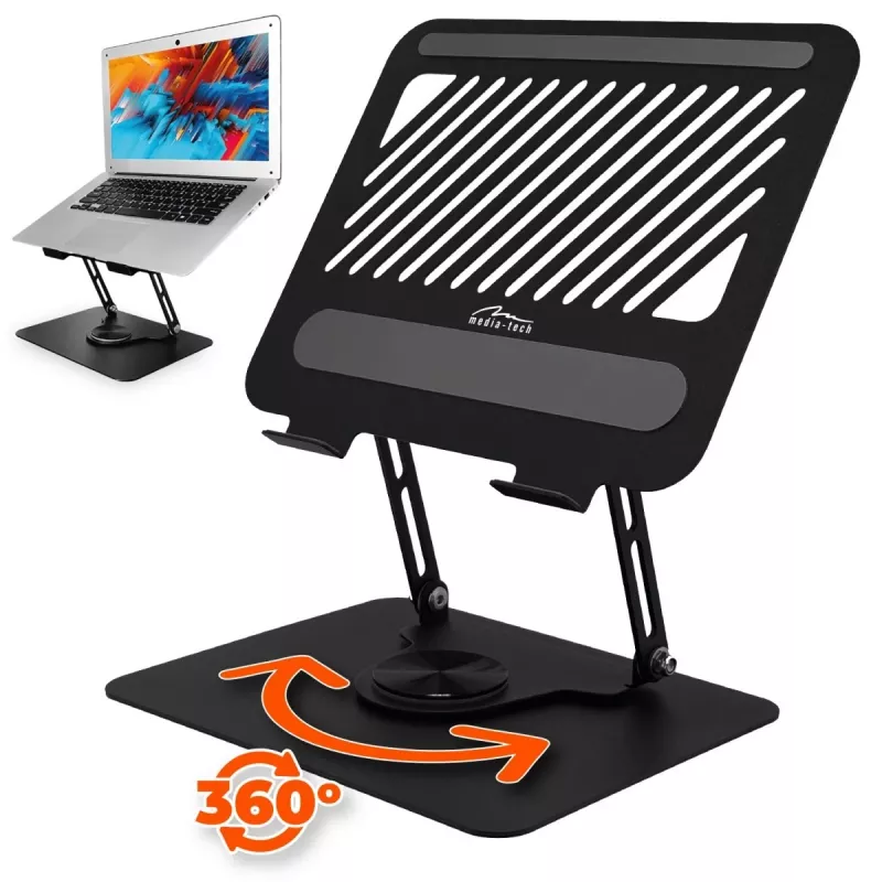 Stojak na laptopa MEDIA-TECH MT2662 — regulowana wysokość, składany, aluminiowy, do laptopów 10–17 cali