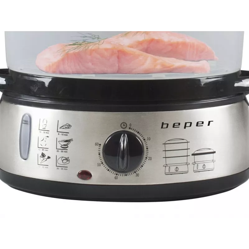 Parowar Beper BC.250 3 kosze Blatowy 800 W Stal nierdzewna