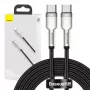 Kabel USB‑C do USB‑C Baseus Cafule Metal — 2 m, ładowanie 100 W, USB 2.0 (480 Mbps), styki ocynkowane, czarny