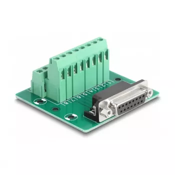 DeLOCK D-Sub 15-pin żeński na listwę zaciskową do szyny DIN 58 mm x 61 mm x 30 mm