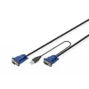 DIGITUS Octopus - Kabel KVM (Klawiatura/Wideo/Mysz) - HD-15 (M) - USB Type A, 4-pin, PS/2, 6-pin (M) - 5,0 m - Czarny (DS-19233)