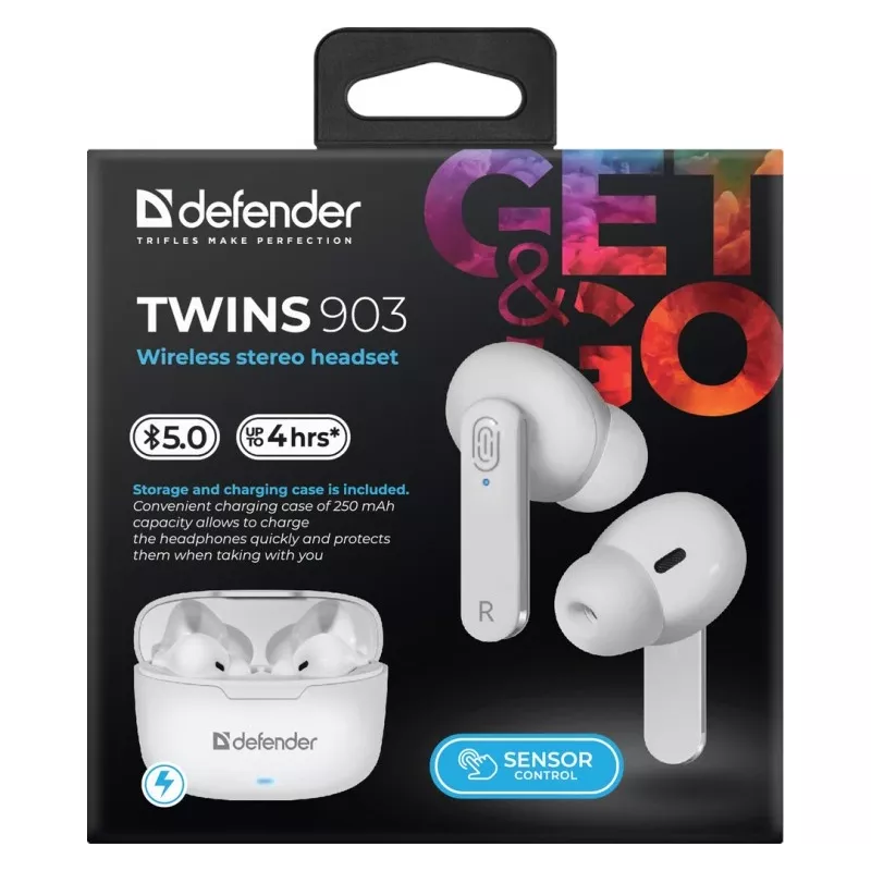 Słuchawki Bluetooth Defender TWINS 903, białe