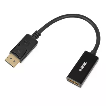 Adapter kablowy DisplayPort na HDMI IBOX iadp4k — DisplayPort (wtyk męski) na HDMI (gniazdo żeńskie), proste złącza, obsługa 4K, srebrny